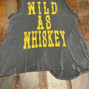 White Crow Gray Tank with Yellow Graphic “WILD AS WHISKEY”